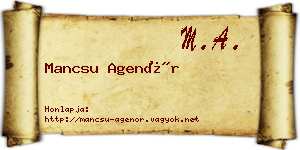Mancsu Agenór névjegykártya